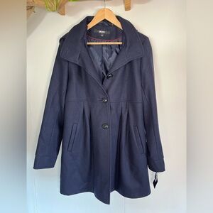 DKNY Women's Navy Wool Coat NWT